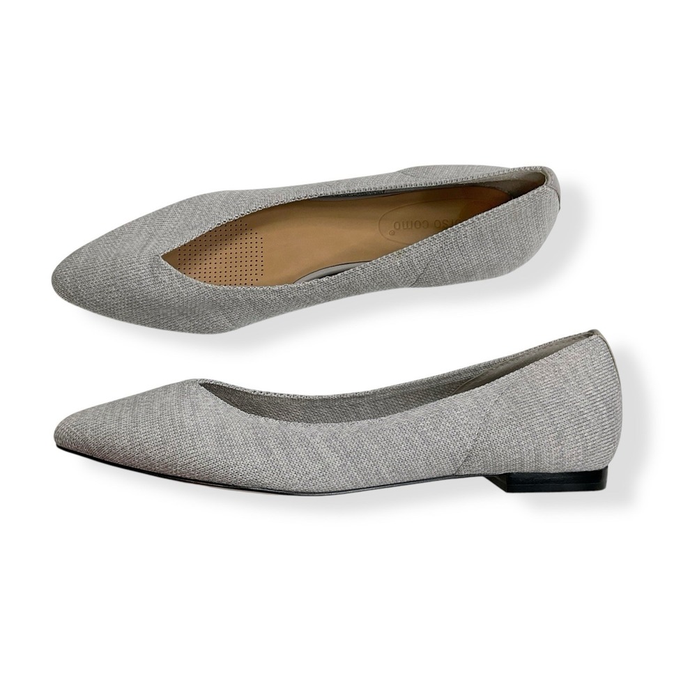 Corso Como Flats Women 9M Gray Pointed Toe Ballet Slip On Fabric Comfort Shoes